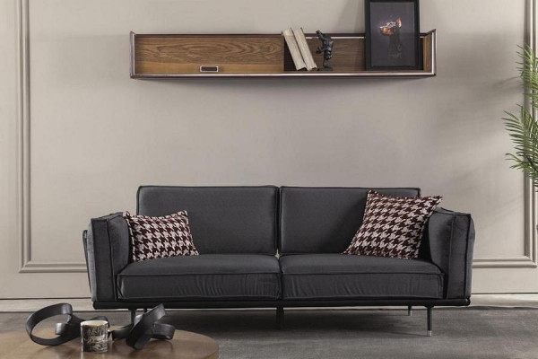 Italienische Stil Möbel Sofagarnitur Graue Couch Sofa Sitzpolster Loft 3tlg.