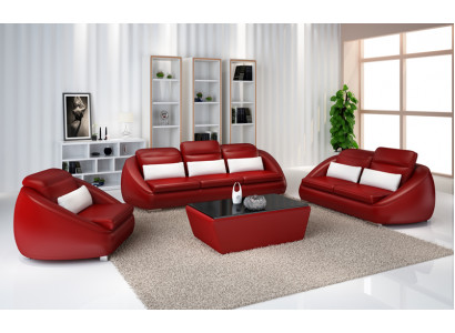 Luxus Möbel Sofagarnitur Couch Sofa Polster 3+2 Rote Sitzpolster Gruppe