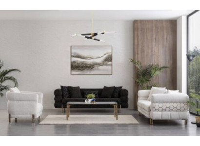 Couchgarnitur 3+3+1 Sitzer Luxus Sessel Wohnzimmer Garnitur Sofas 3tlg