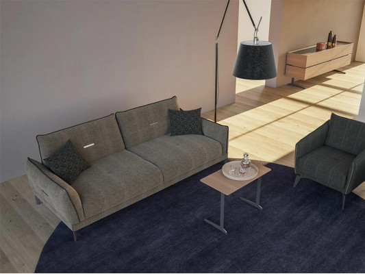 Design Grau Sofa Dreisitzer Modern 2x Sessel Polstermöbel Luxus Couchtisch