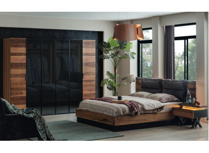  Moderne Schlafzimmer Möbel Designer Bett 2x Nachttische Kleiderschrank
