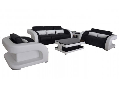 XXL Leder Wohnlandschaft Garnitur Design Modern Sofa + USB Garnituren 3+2+1 Neu