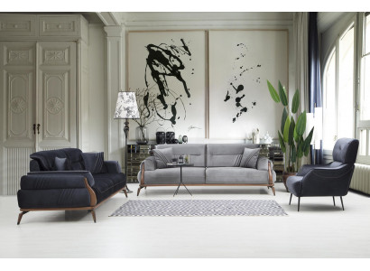 Designer Polstersofas Wohnzimmer Set 2x Dreisitzer Sofas Luxus Sessel