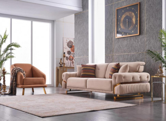 Wohnzimmer Couchgarnitur Sessel Dreistzer Komplettes Möbel Set Design 3+1